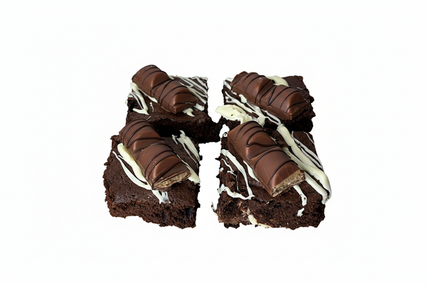 Kinder Bueno brownies on pure white background